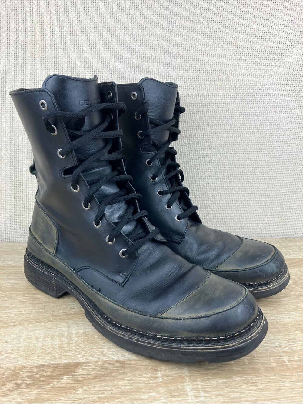 Bed Stu Gotti Combat Boots Black Leather Grunge